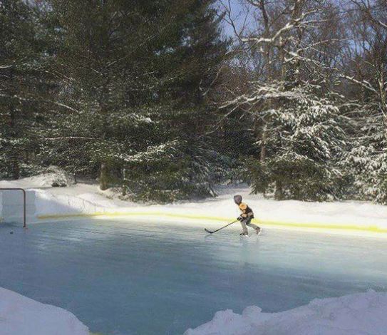 Ice skating in the backyard