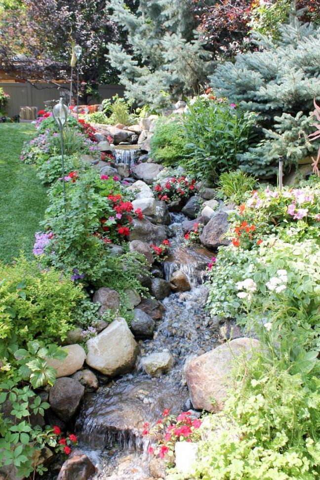 stream backyard landscaping edmonton